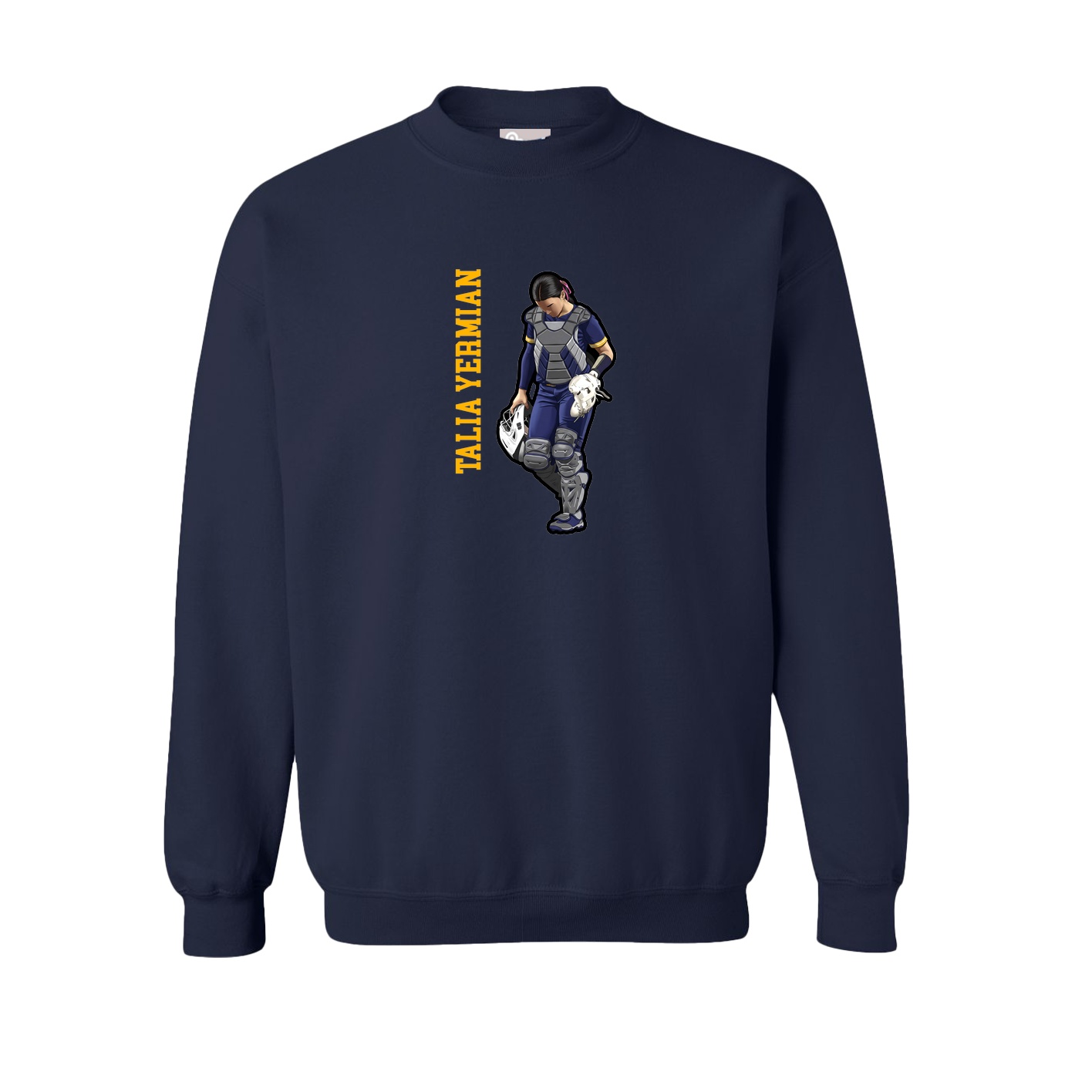 Fleece Crew — Name Vertical in Navy