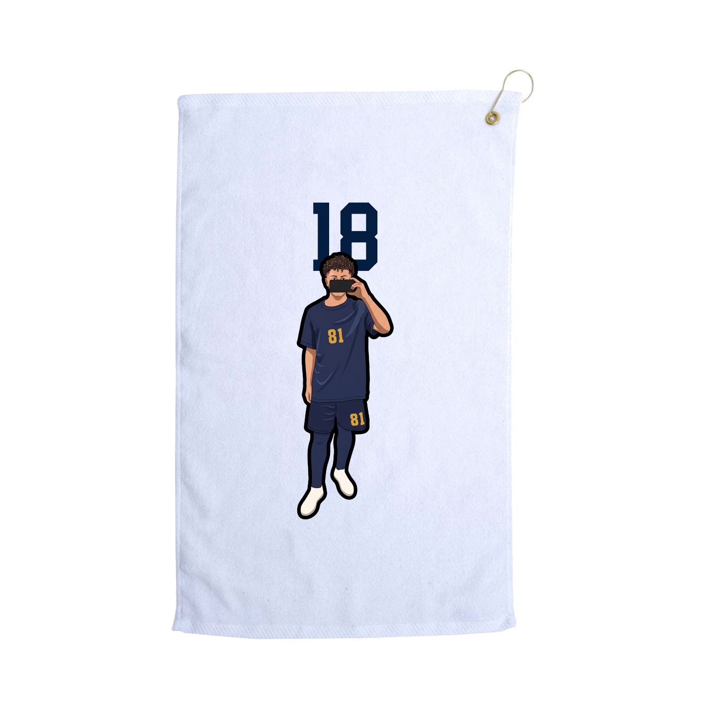Golf Towel — Number Top in White
