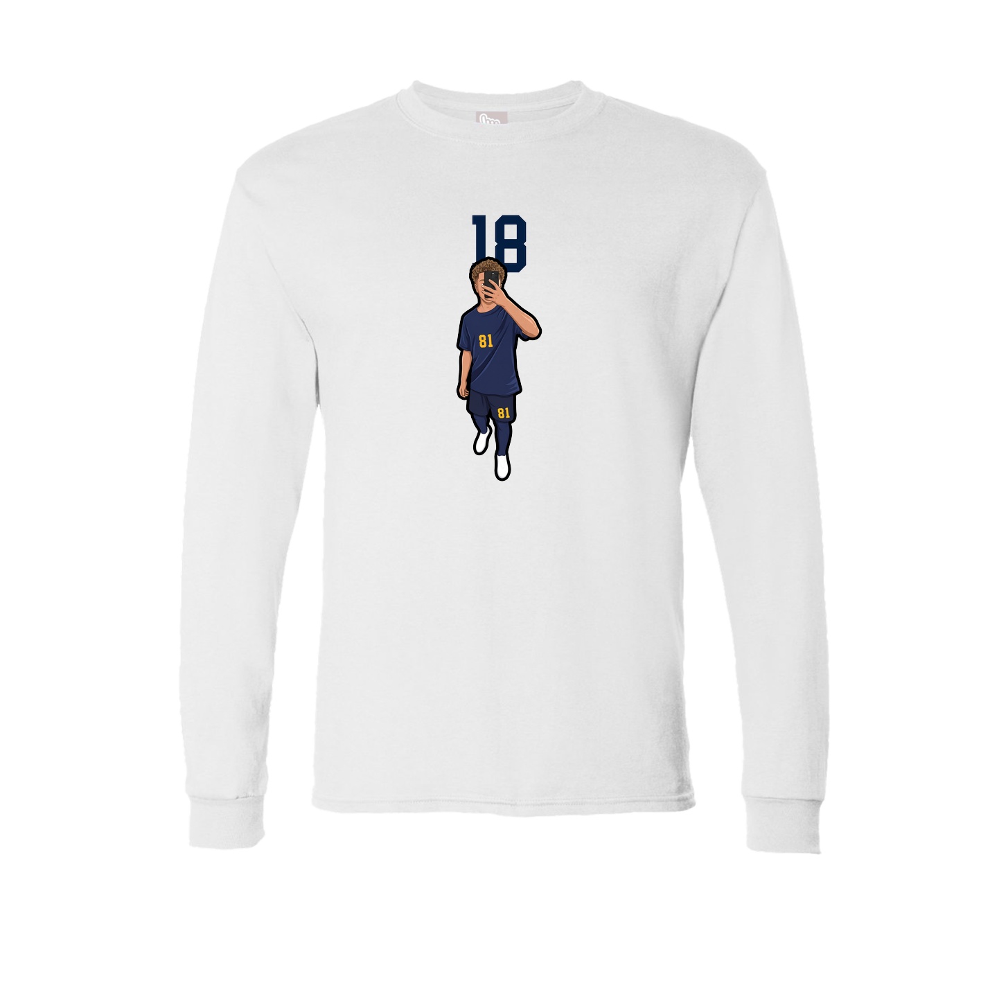 Long Sleeve Tee — Number Top in White