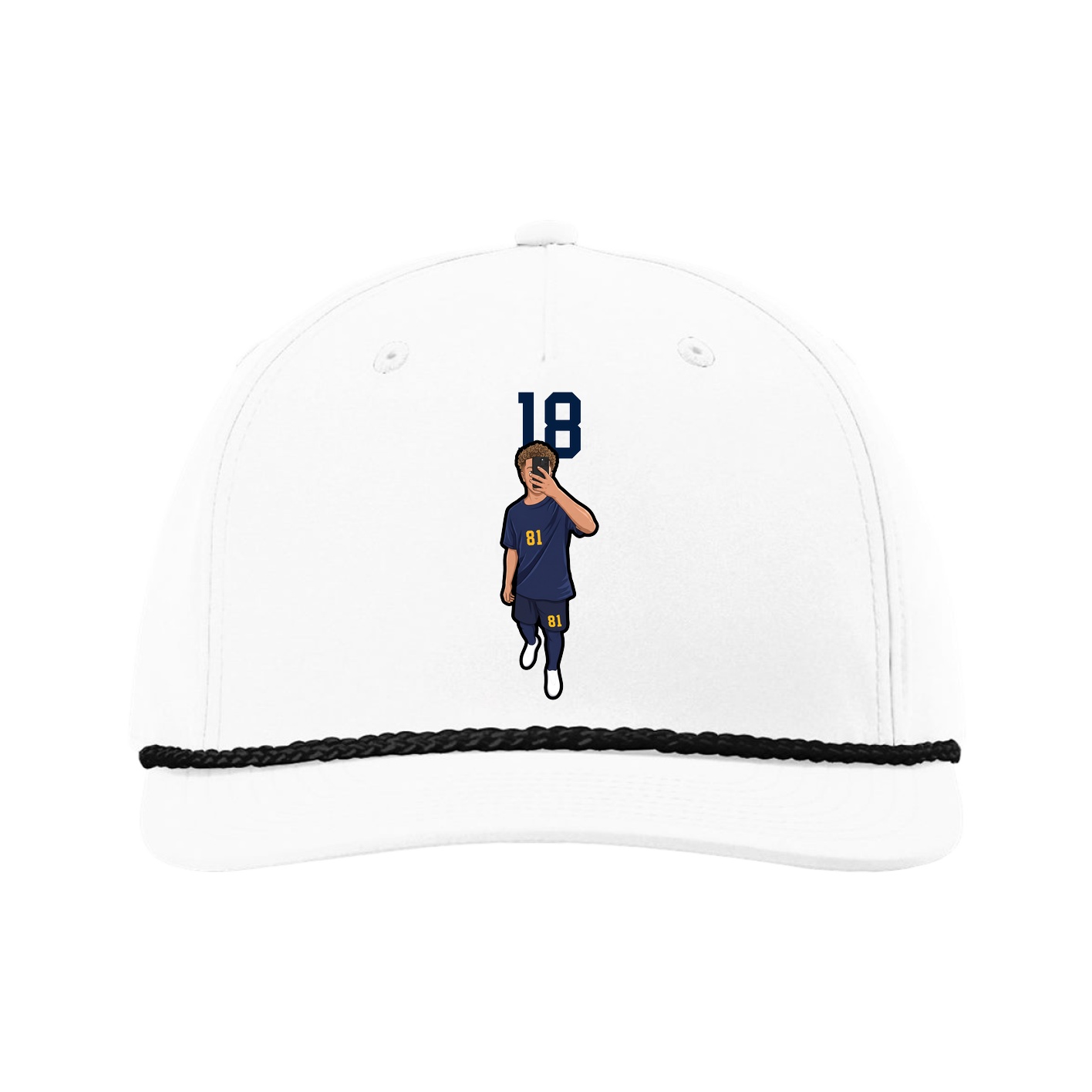 Five-Panel Classic Rope Cap — Number Top in White