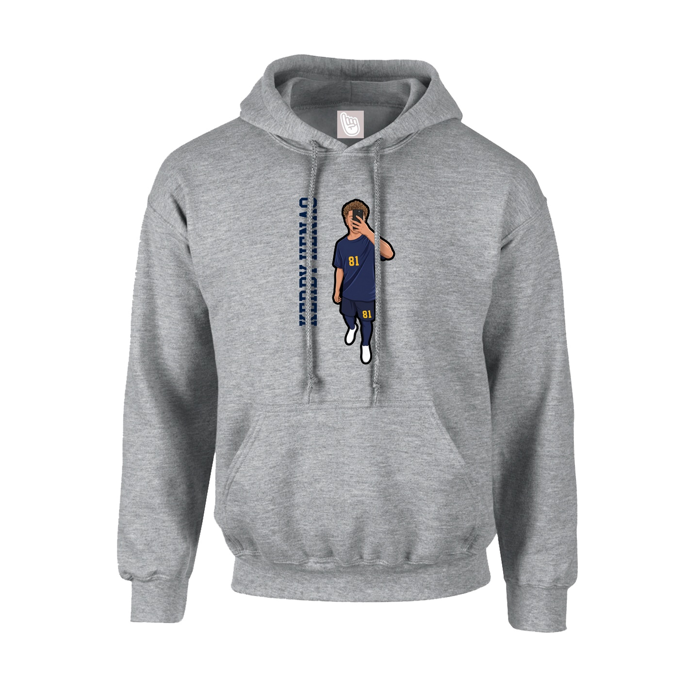 Hoodie — Name Vertical in Grey
