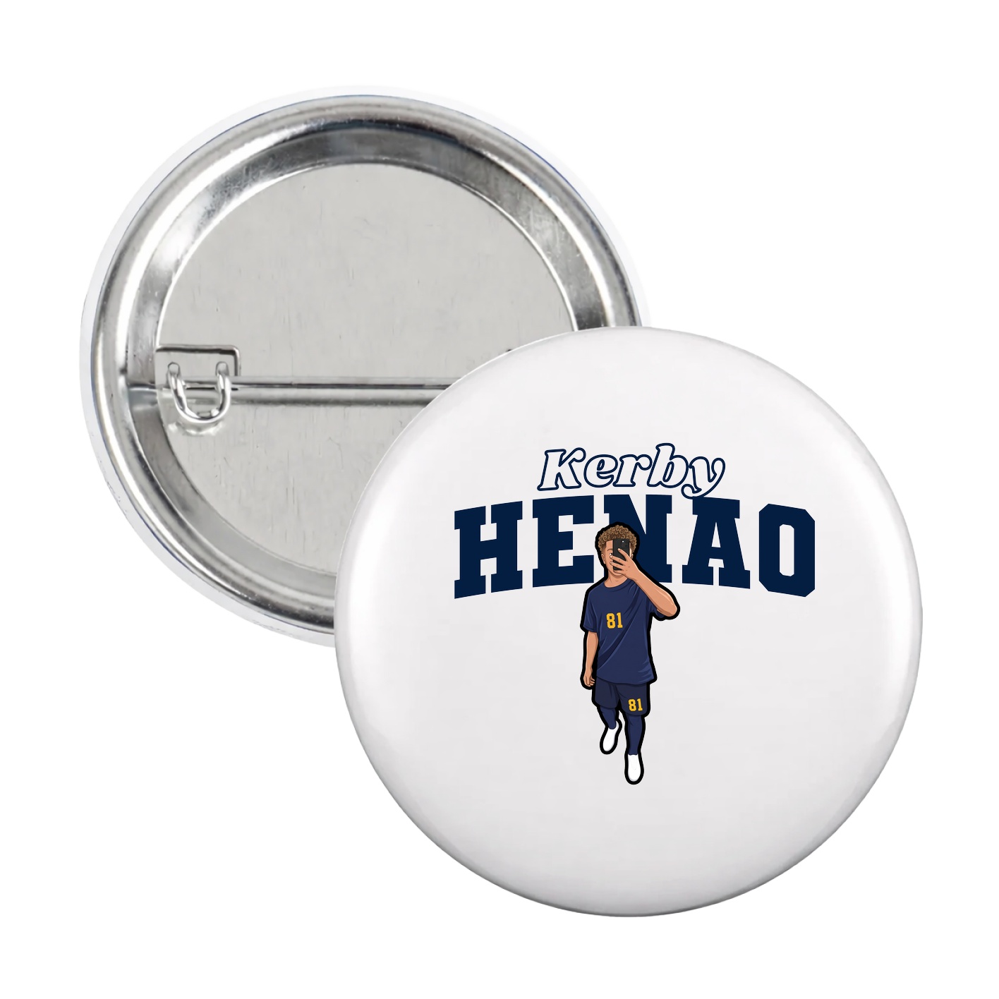 Game Day Button — Name Arch in White