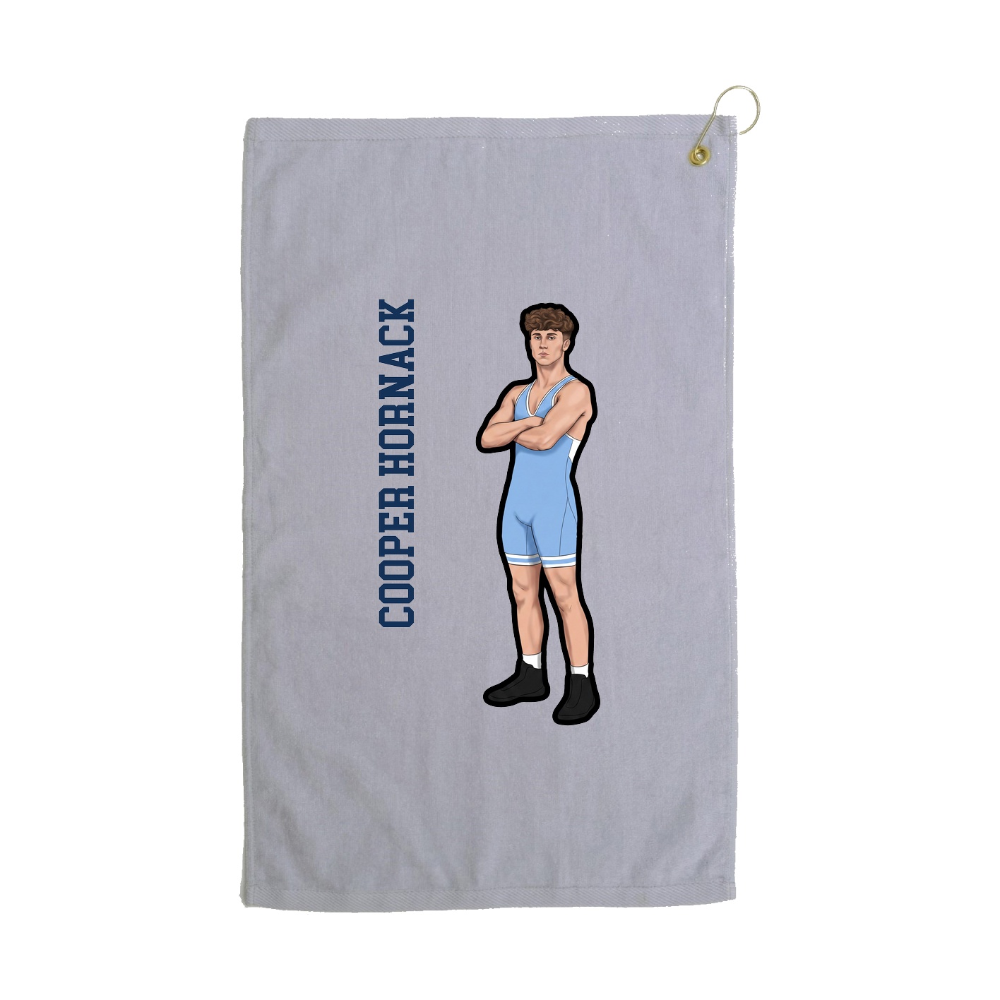 Golf Towel — Name Vertical in Grey