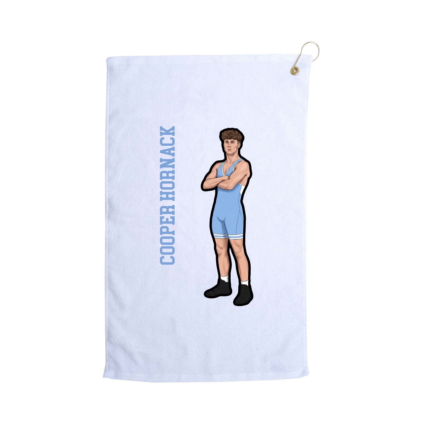 Golf Towel — Name Vertical in White