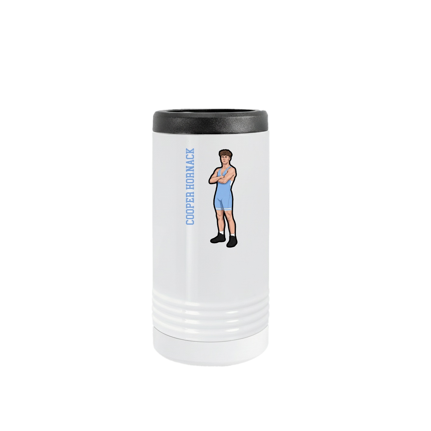 Slim Beverage Holder — Name Vertical in White
