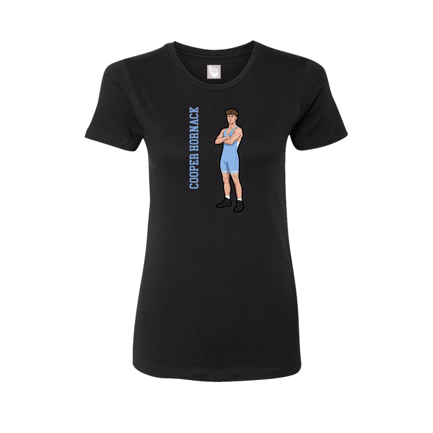 Fitted Women's Tee — Name Vertical in Black