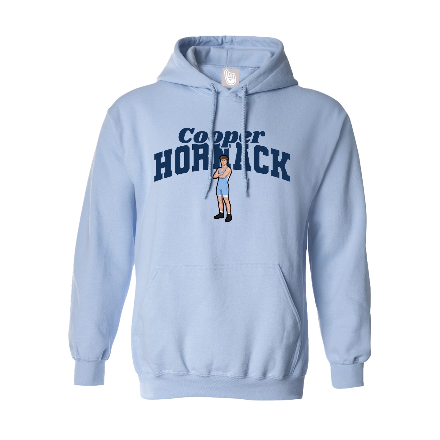 Hoodie — Signature Arch in Light Blue
