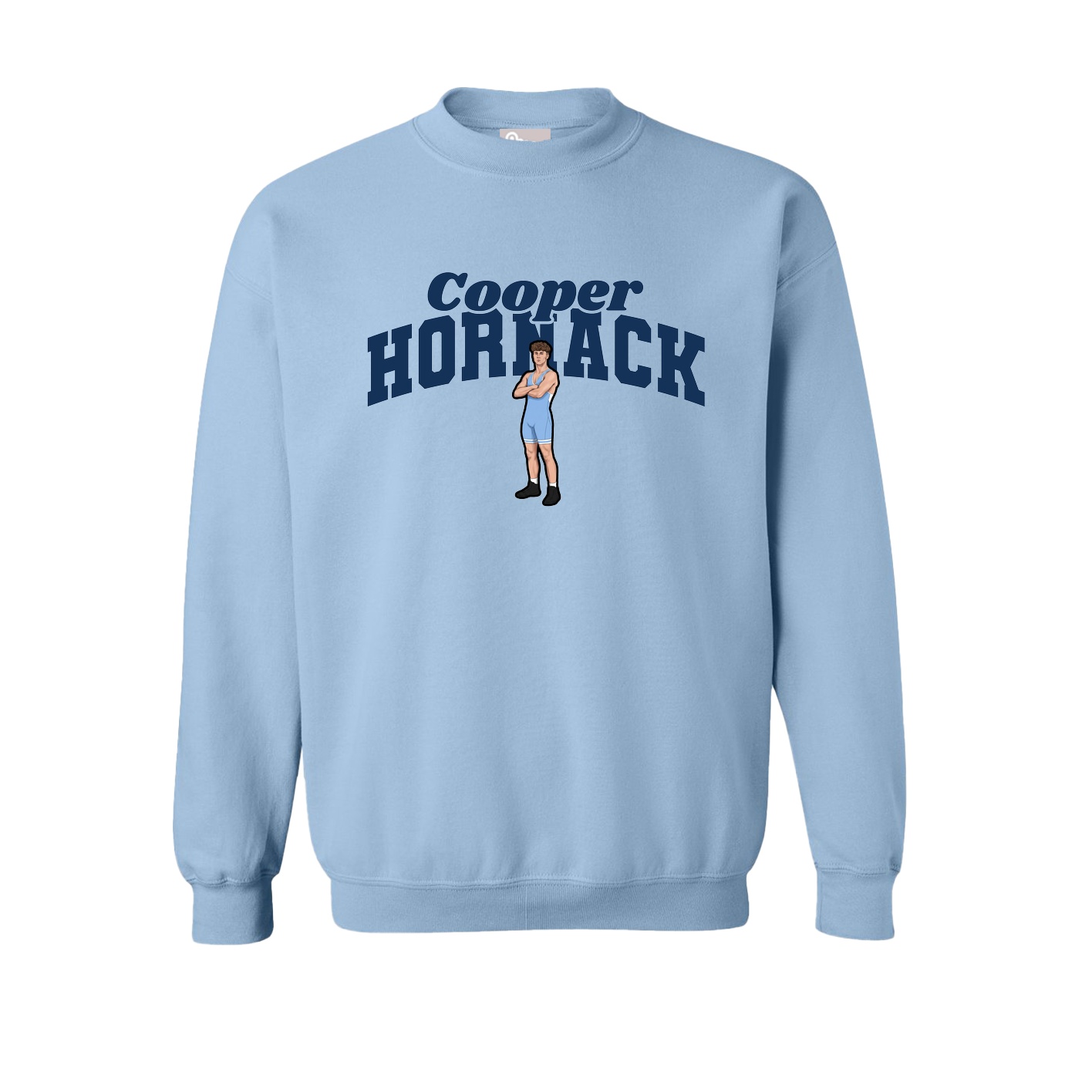 Fleece Crew — Signature Arch in Light Blue