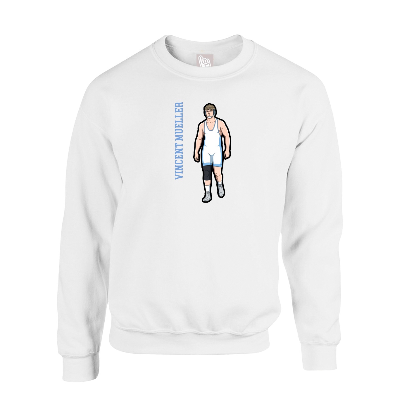 Fleece Crew — Name Vertical in White