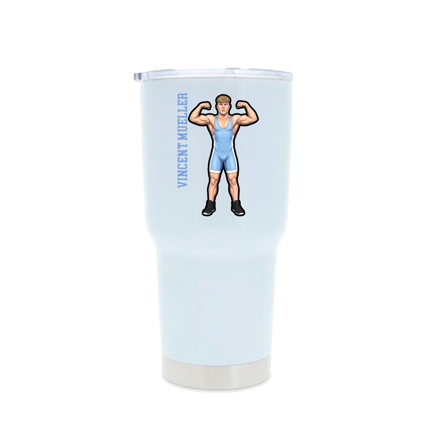 30oz Stainless Steel Tumbler — Name Vertical in White