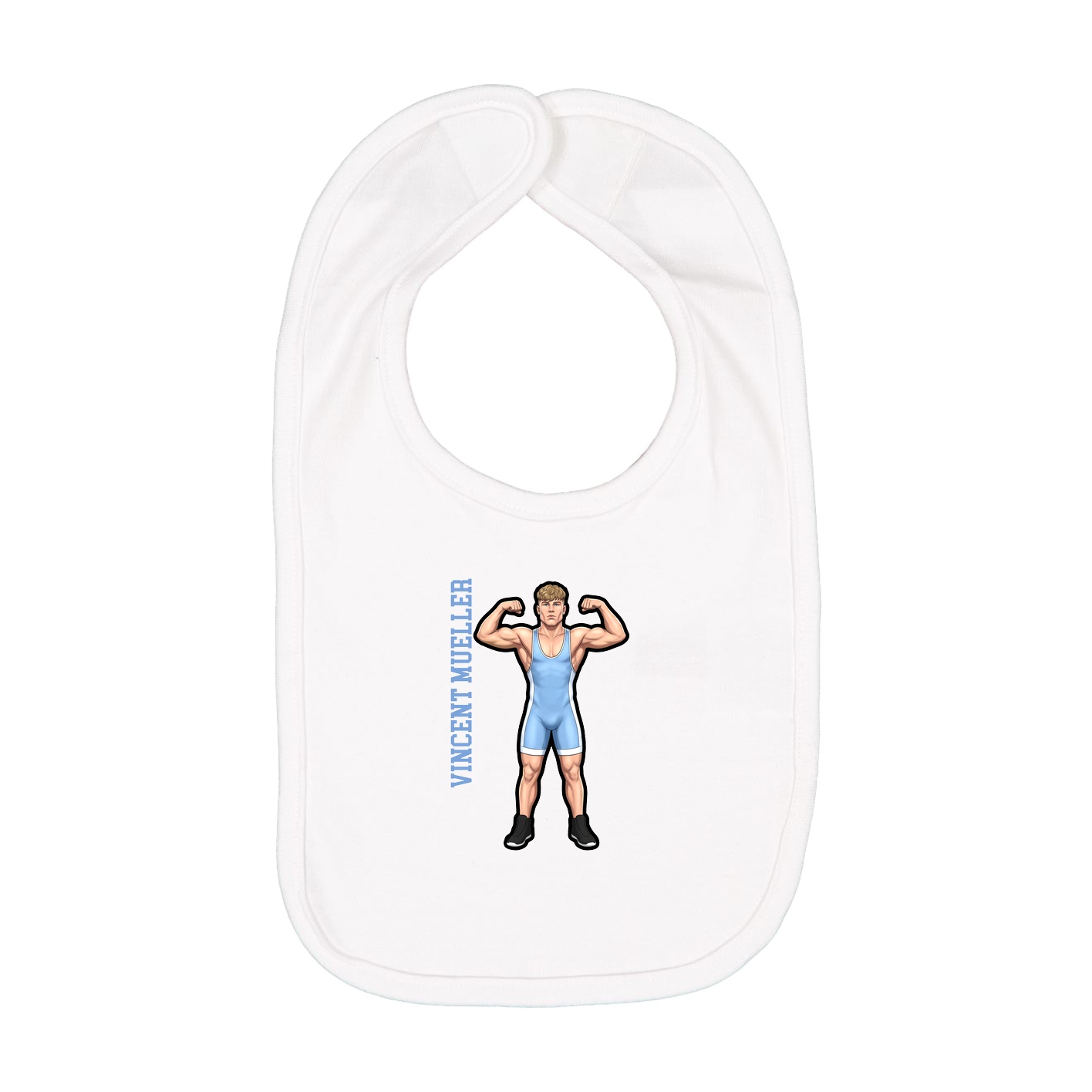 Infant Bib — Name Vertical in White