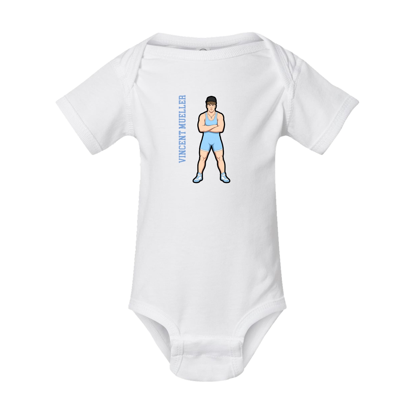 Baby Onesie — Name Vertical in White
