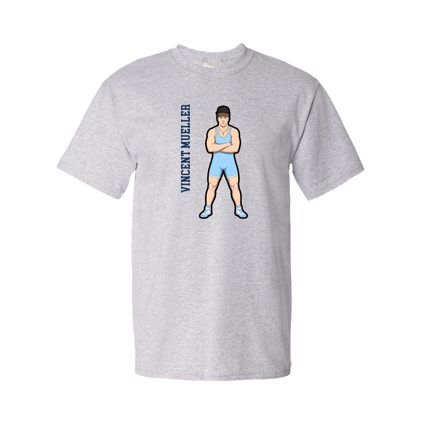 Youth Tee — Name Vertical in Grey