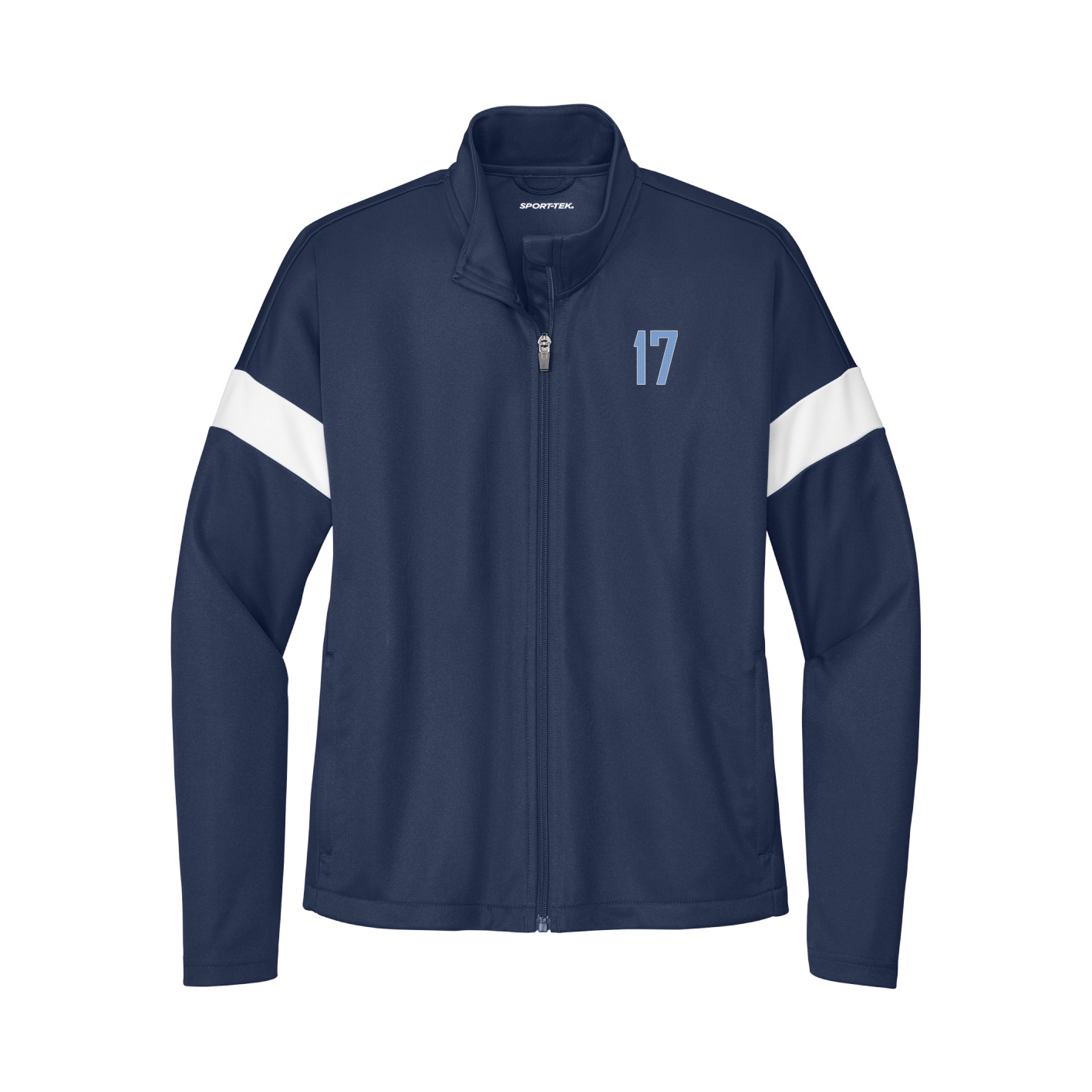 Womens Team Travel Full-Zip Jacket — Front Shirsy in Navy/White