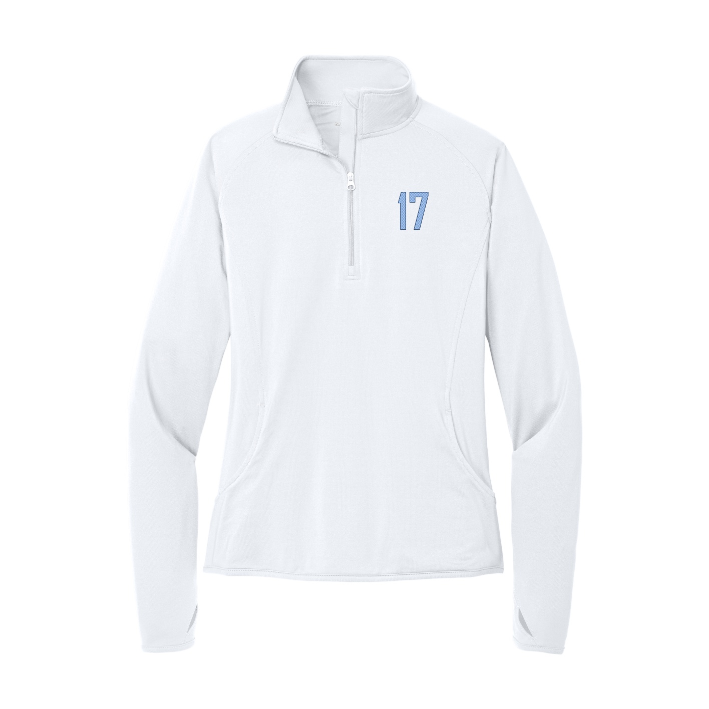 Women's Q-Zip Pullover — Front Shirsy in White