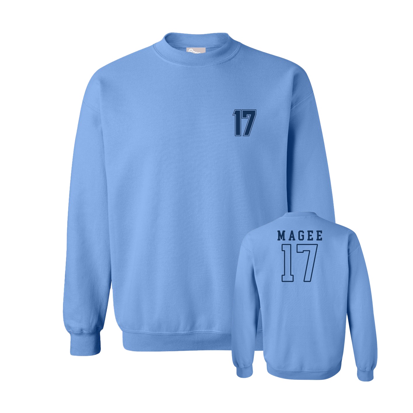 Fleece Crew — Chest Back in Powder Blue