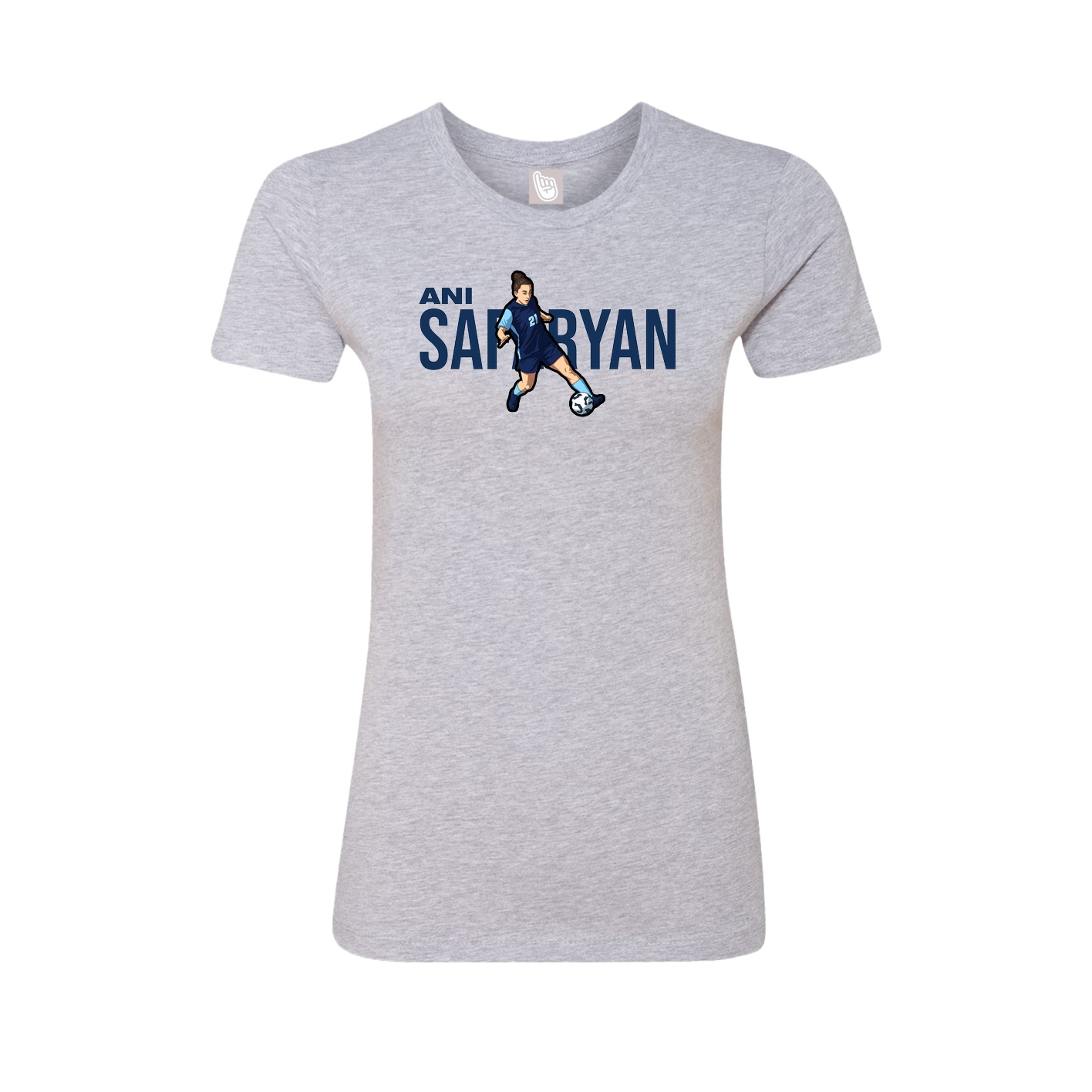 Fitted Women's Tee — Player Name in Grey