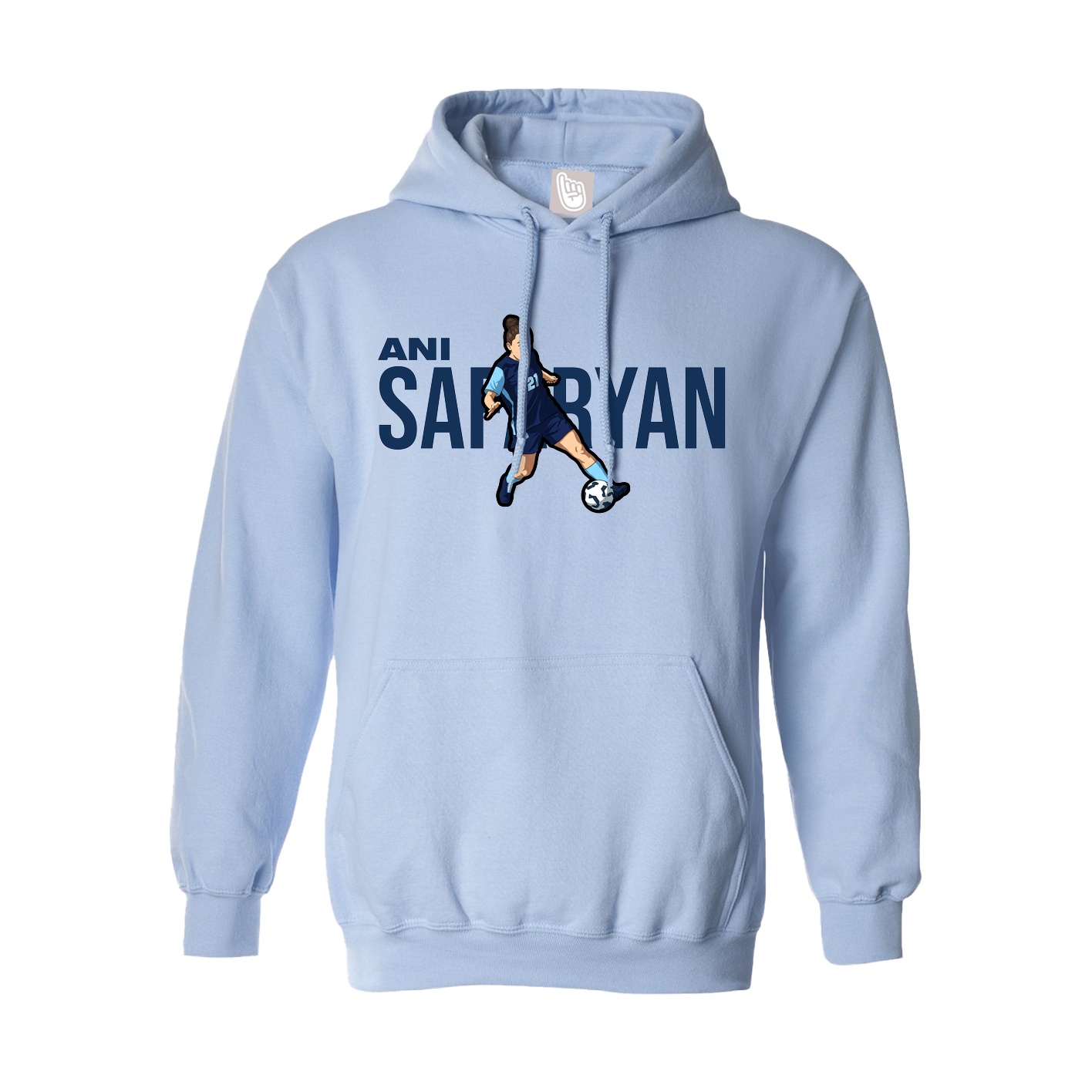 Hoodie — Player Name in Light Blue