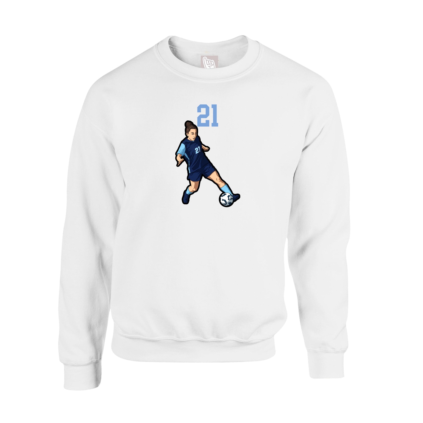 Fleece Crew — Number Top in White