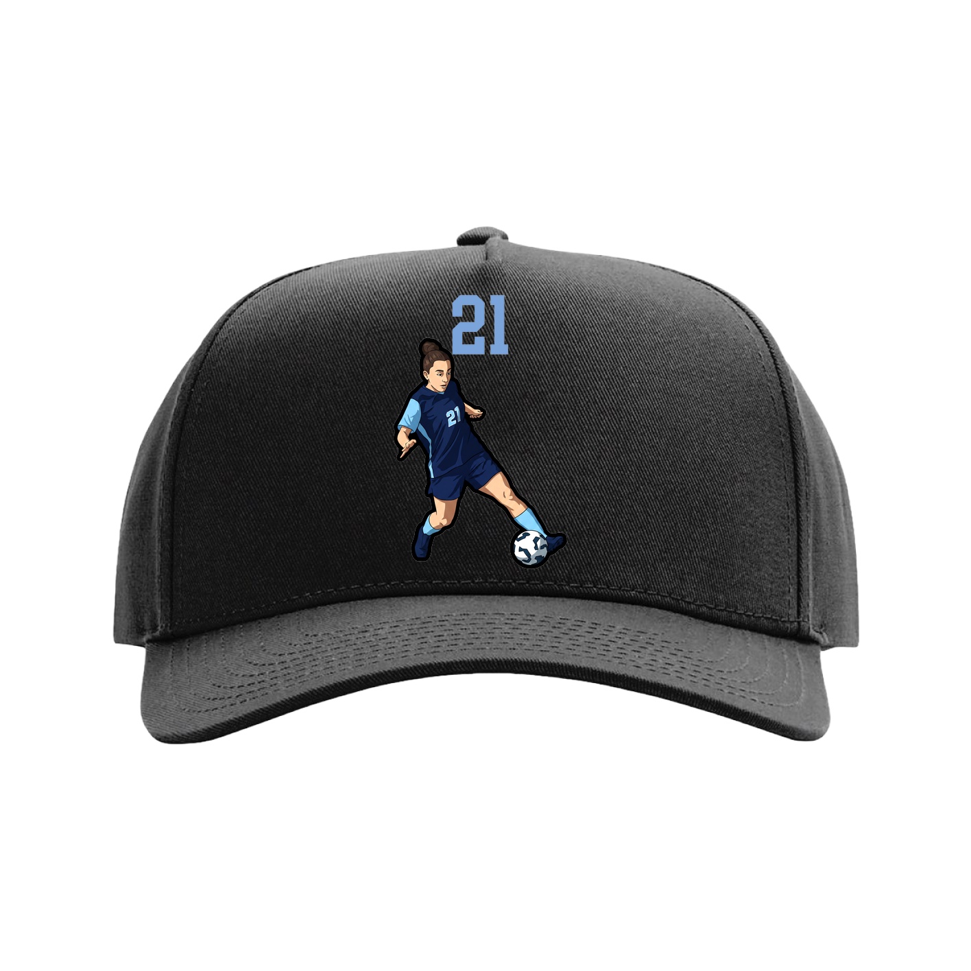 Full Fabric Five-Panel Champ Cap — Number Top in Black