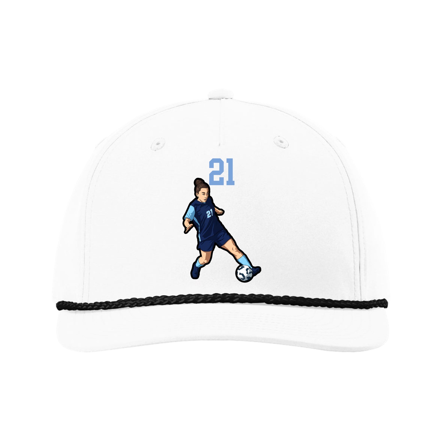 Five-Panel Classic Rope Cap — Number Top in White