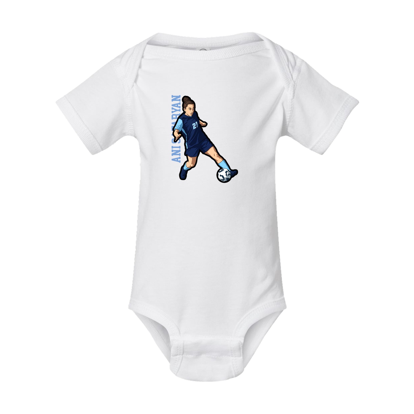 Baby Onesie — Name Vertical in White