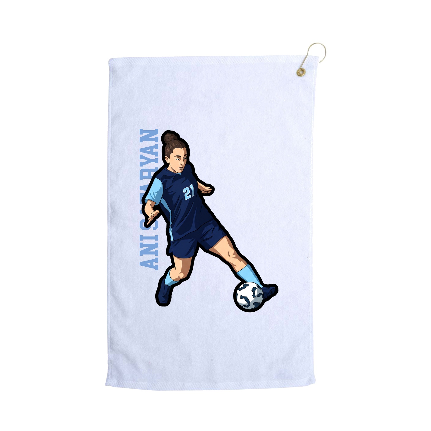 Golf Towel — Name Vertical in White