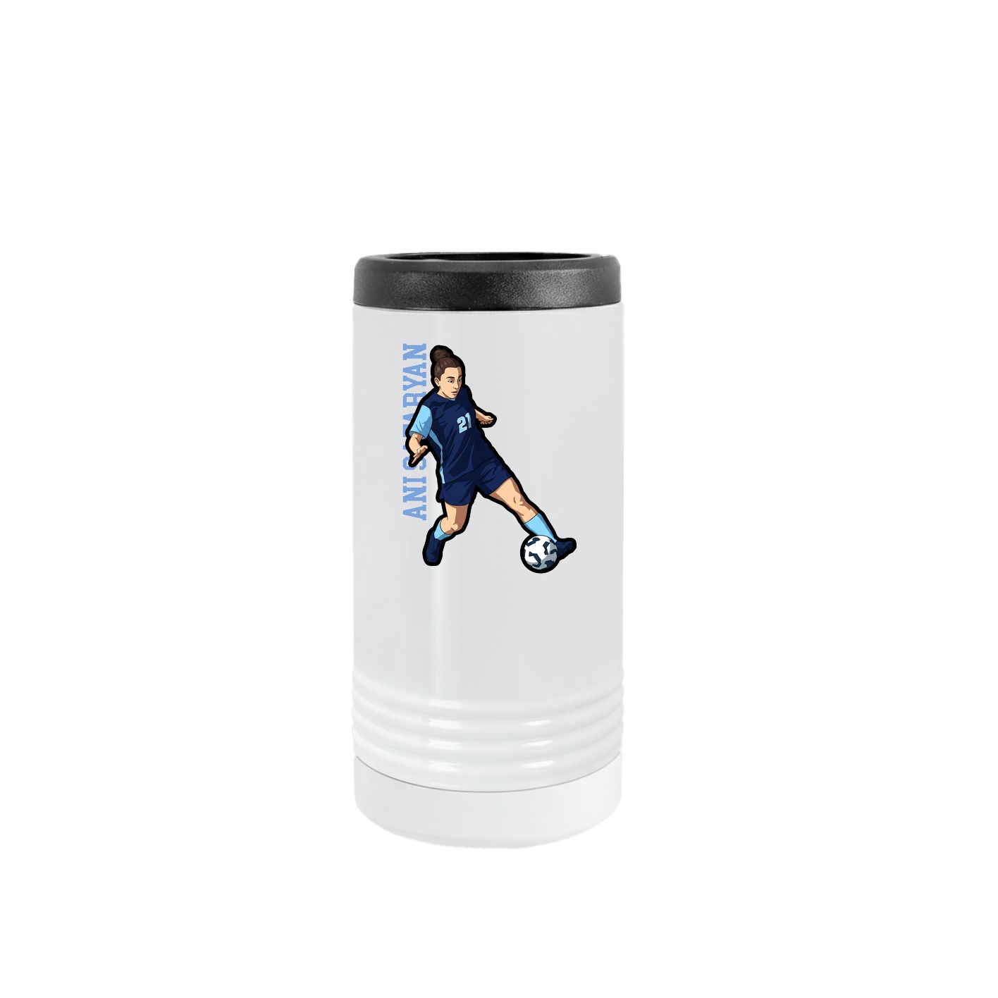 Slim Beverage Holder — Name Vertical in White