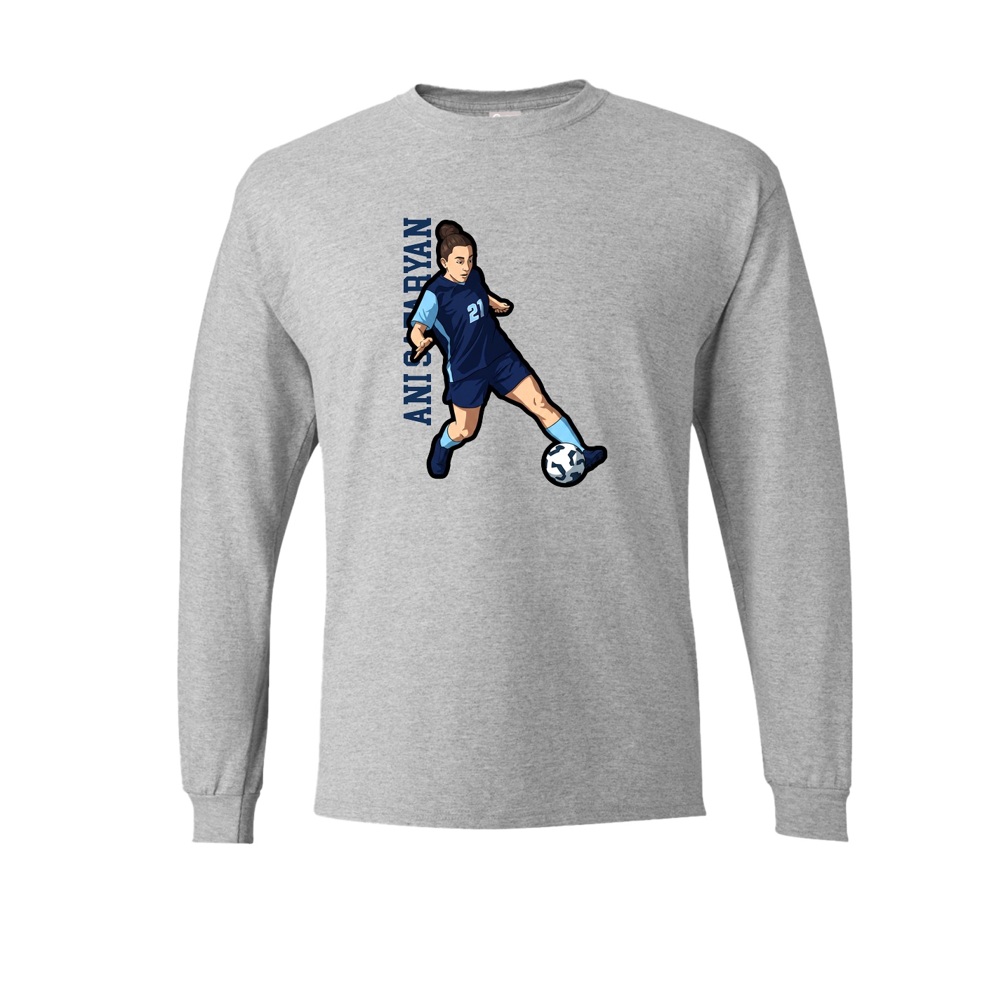 Long Sleeve Tee — Name Vertical in Grey