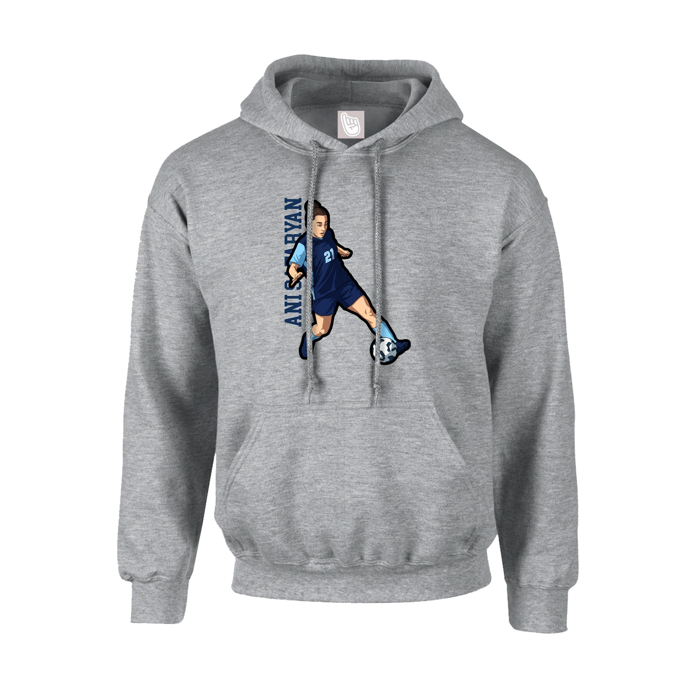 Youth Hoodie — Name Vertical in Grey