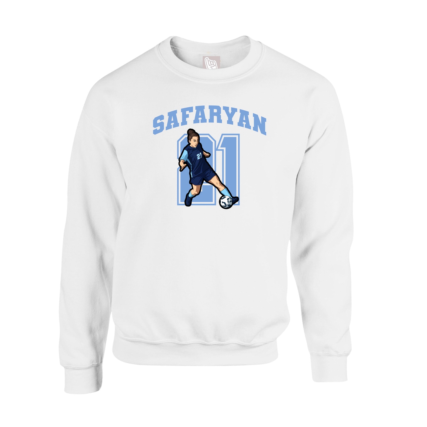 Fleece Crew — Number in White