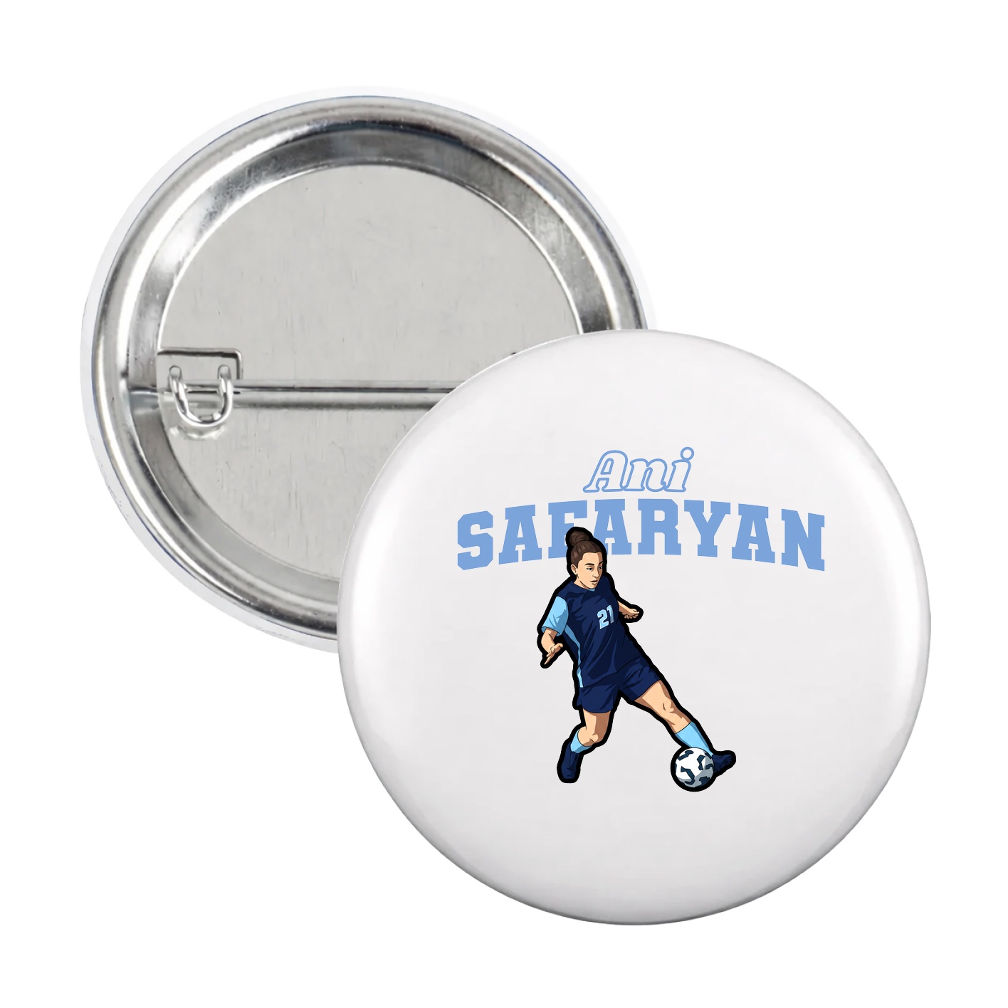 Game Day Button — Name Arch in White