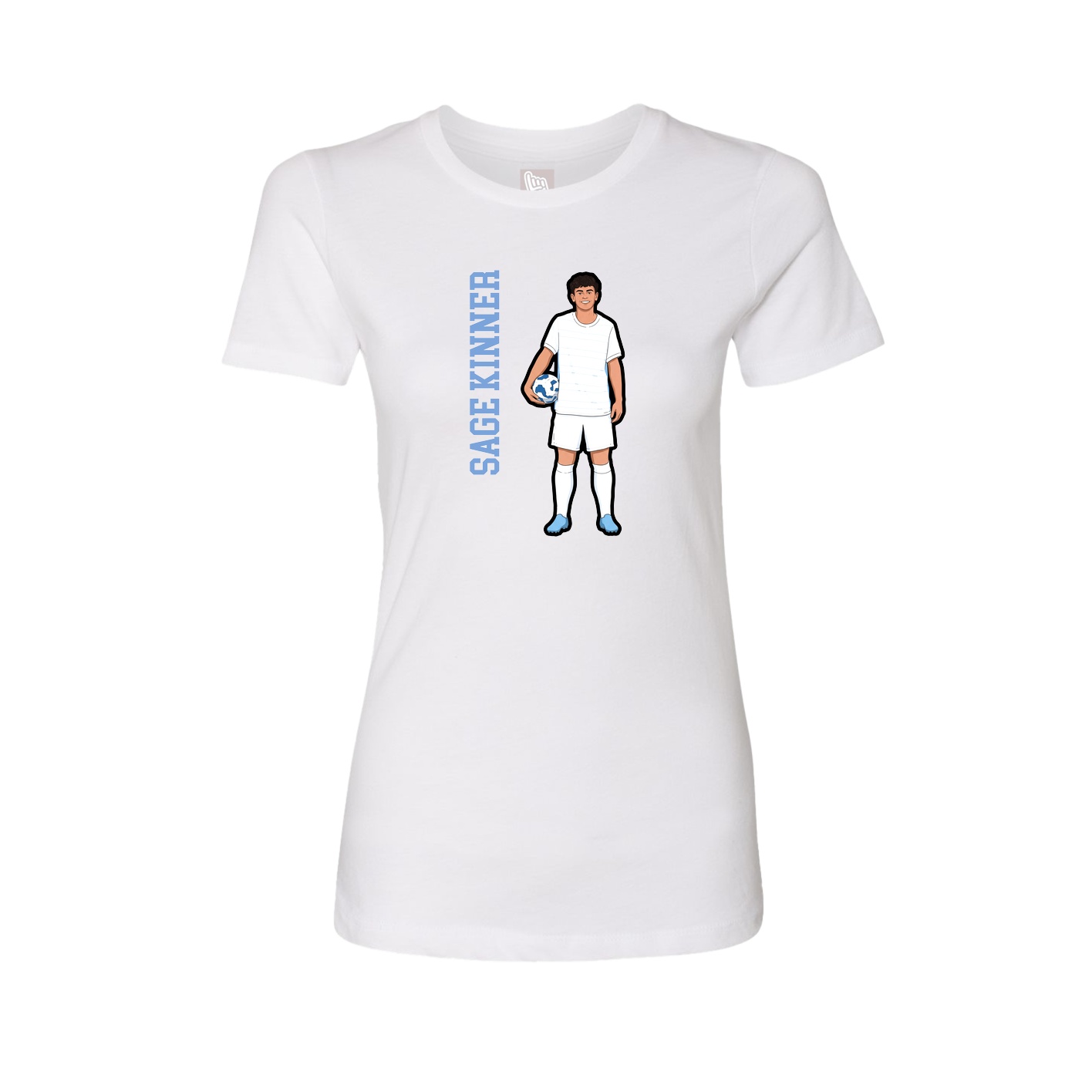 Fitted Women's Tee — Name Vertical in White