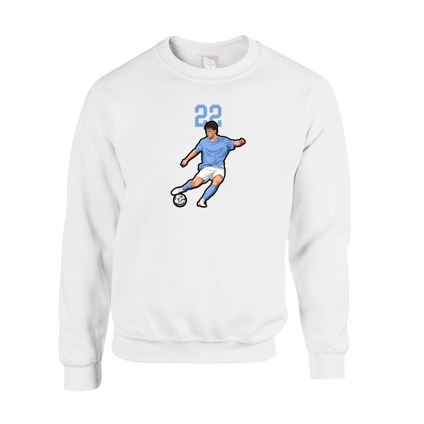 Fleece Crew — Number Top in White