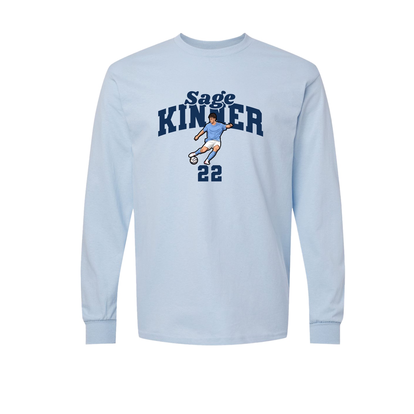Long Sleeve Tee — Signature Arch in Light Blue