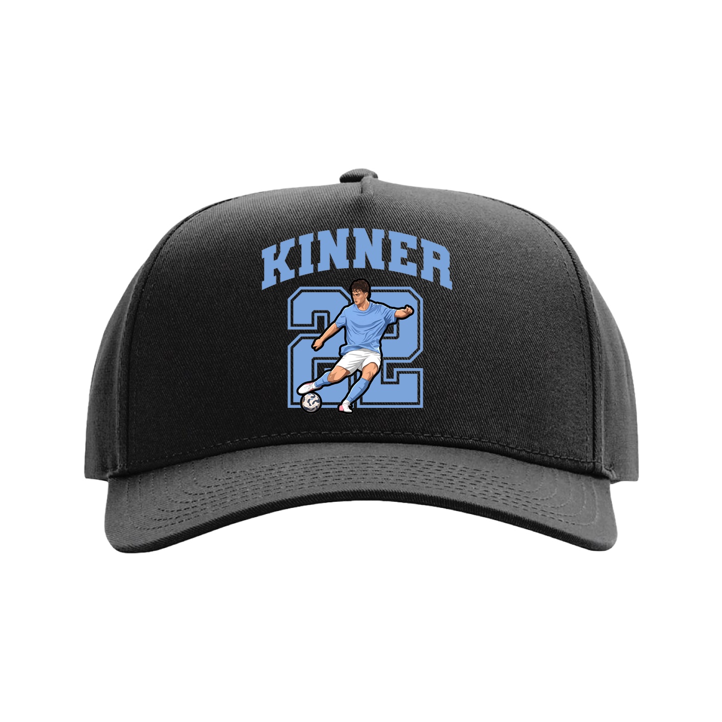 Full Fabric Five-Panel Champ Cap — Number in Black