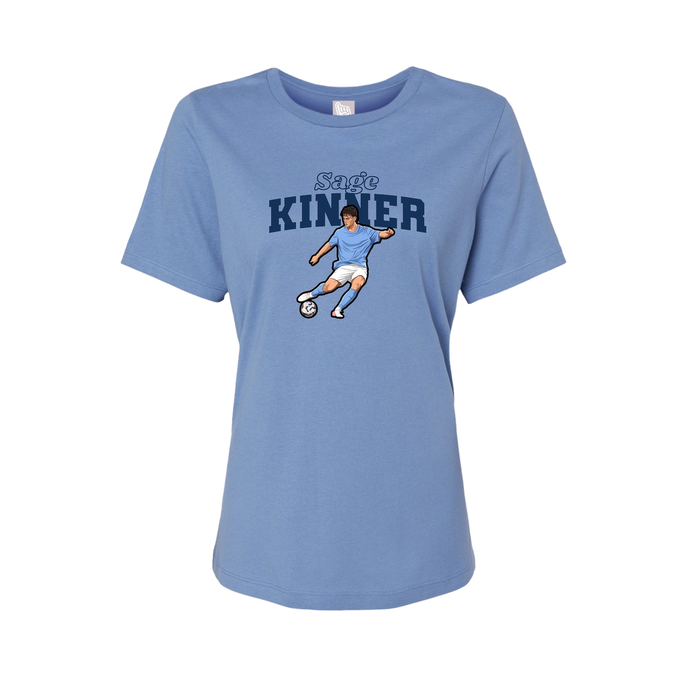 Fitted Women's Tee — Name Arch in Powder Blue