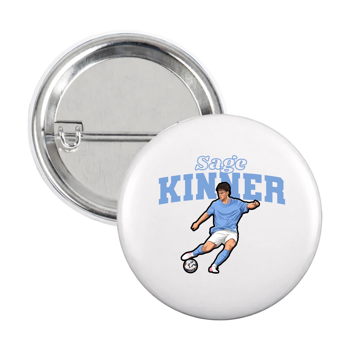 Game Day Button — Name Arch in White