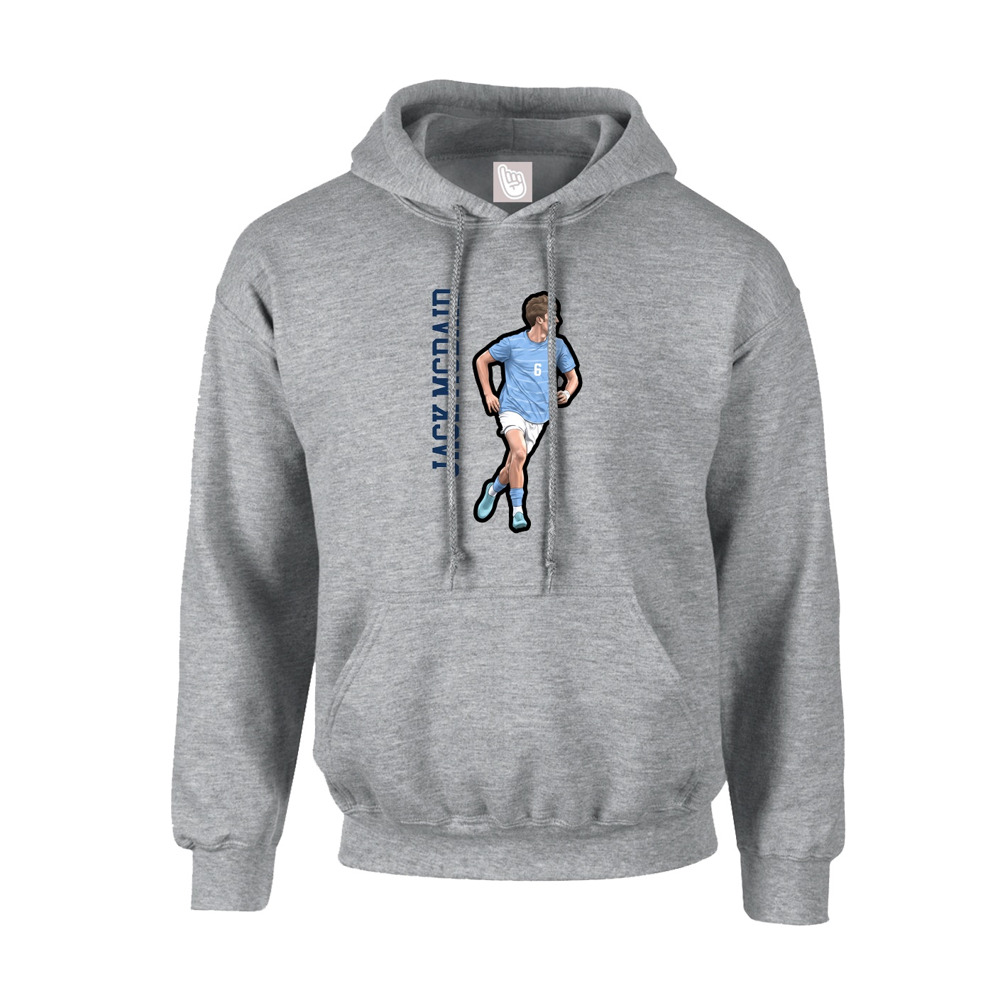 Youth Hoodie — Name Vertical in Grey