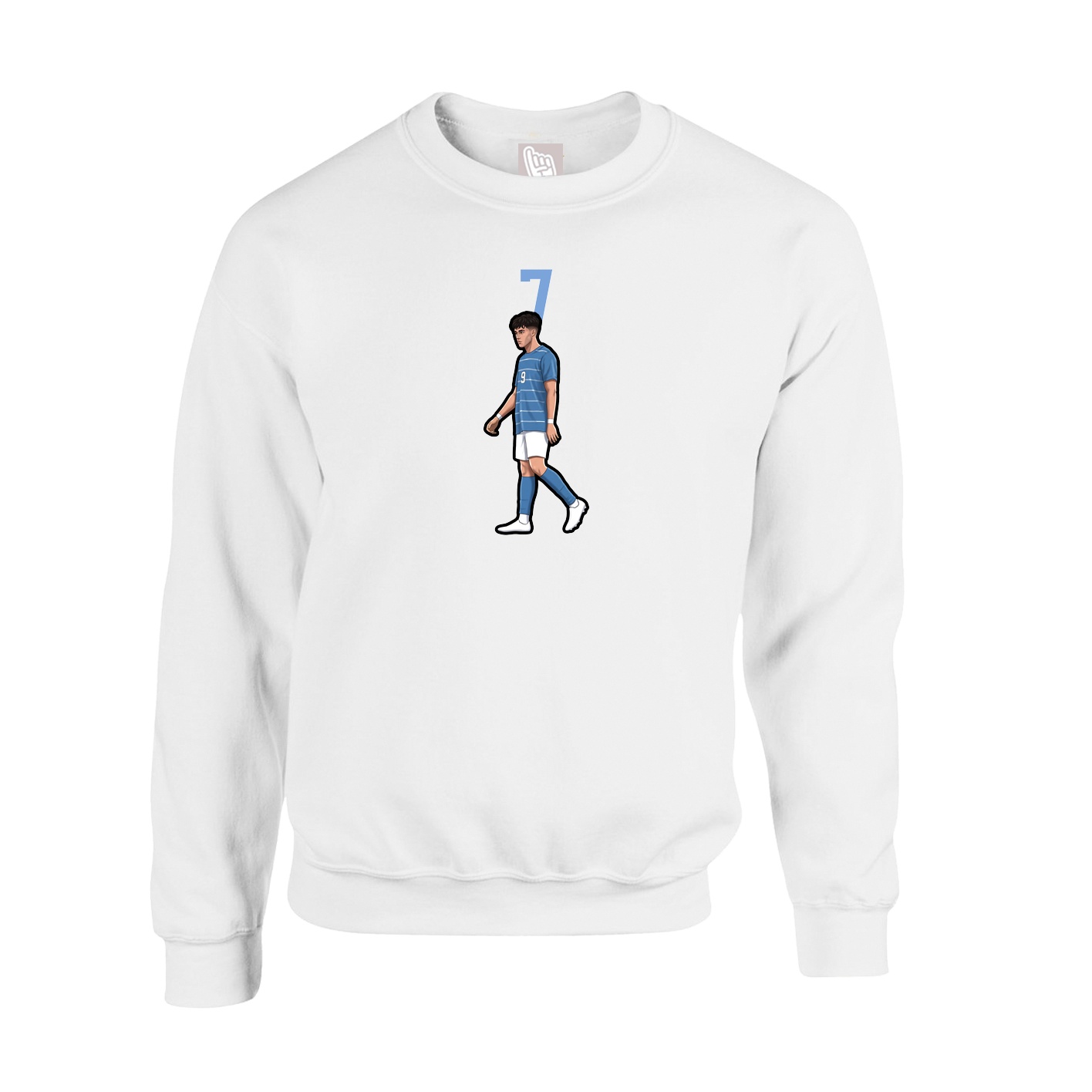 Fleece Crew — Number Top in White