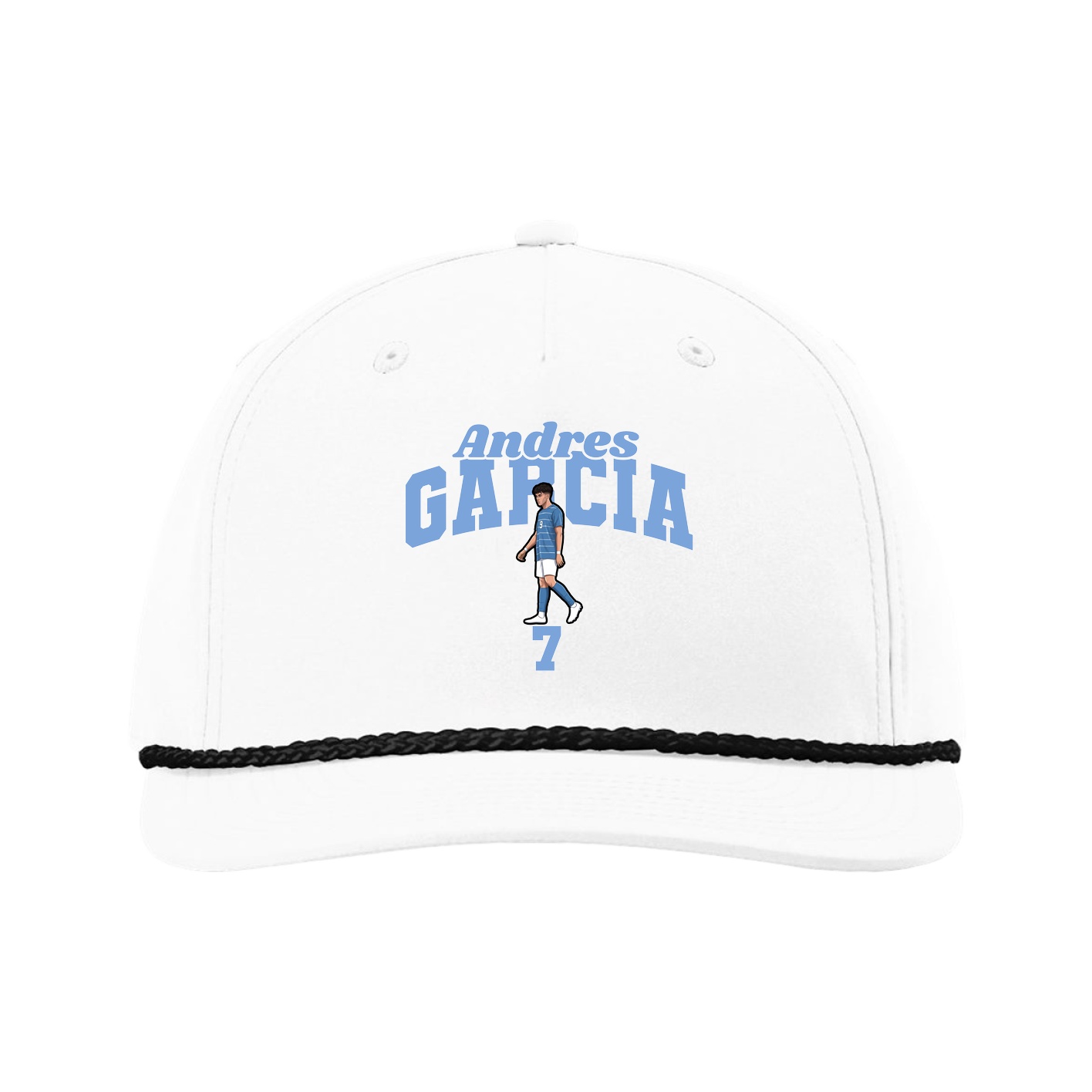 Five-Panel Classic Rope Cap — Signature Arch in White