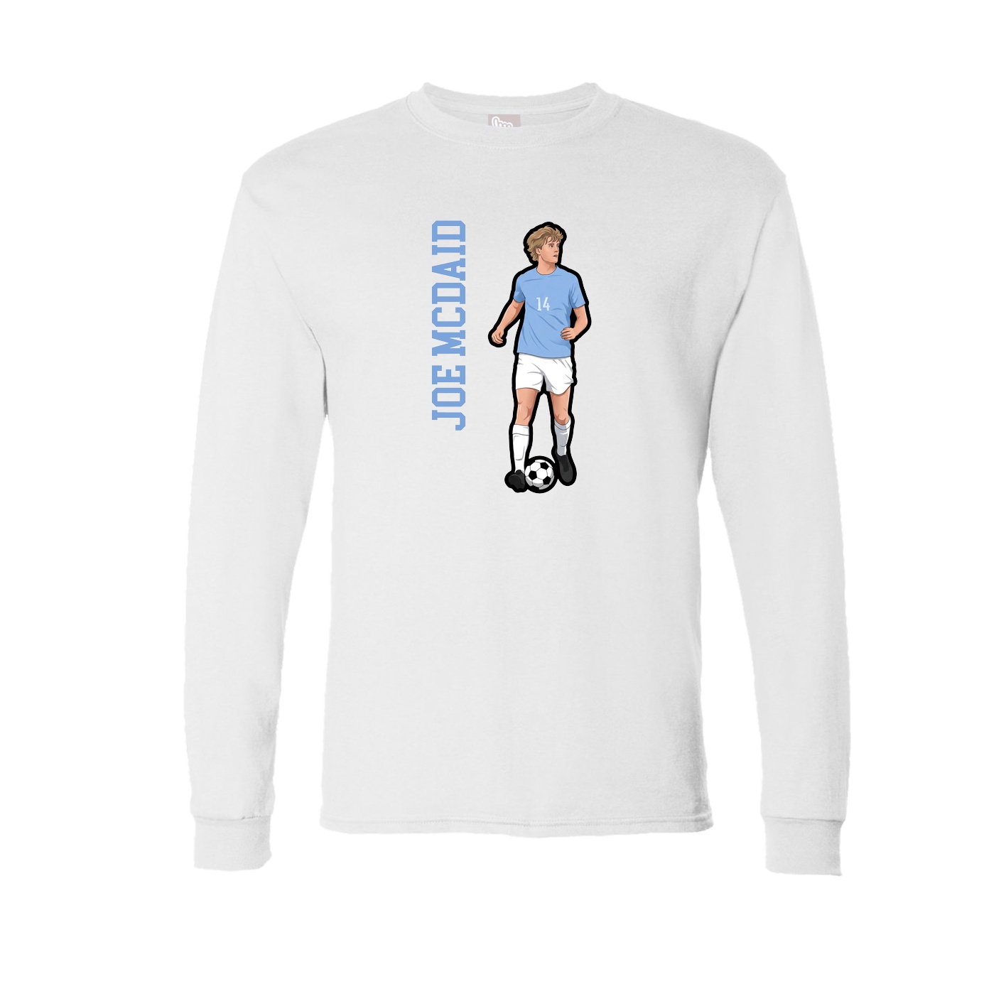 Long Sleeve Tee — Name Vertical in White