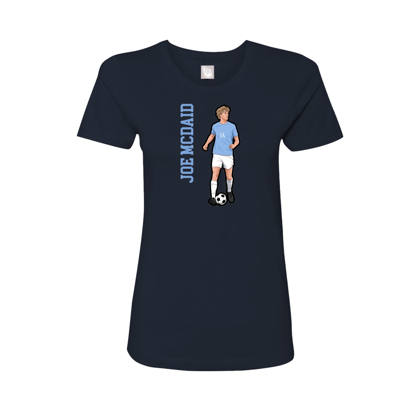 Fitted Women's Tee — Name Vertical in Navy