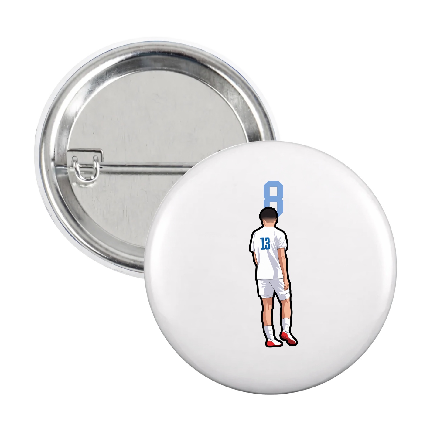 Game Day Button — Number Top in White