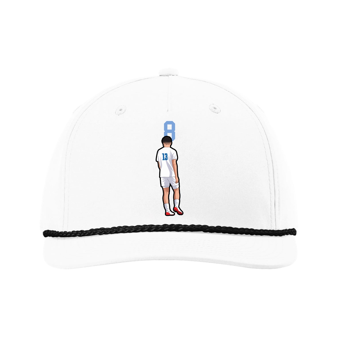 Five-Panel Classic Rope Cap — Number Top in White