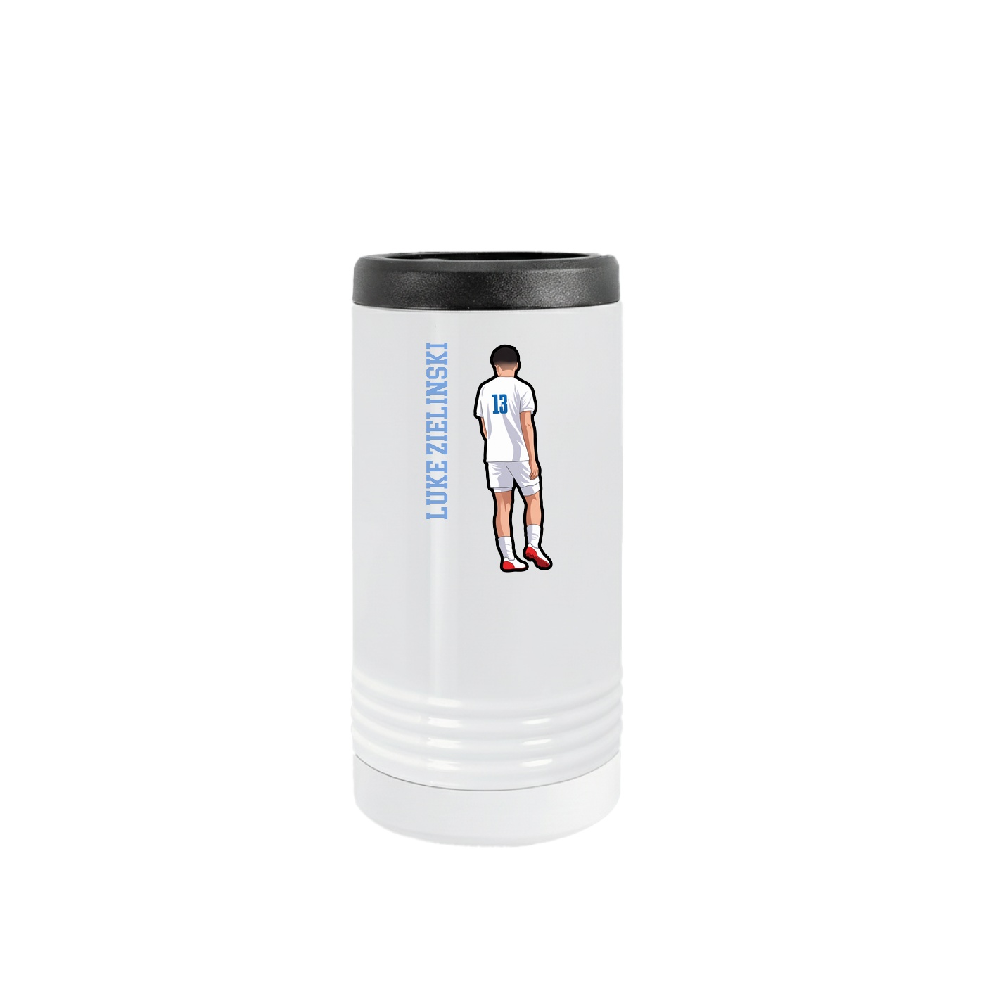 Slim Beverage Holder — Name Vertical in White