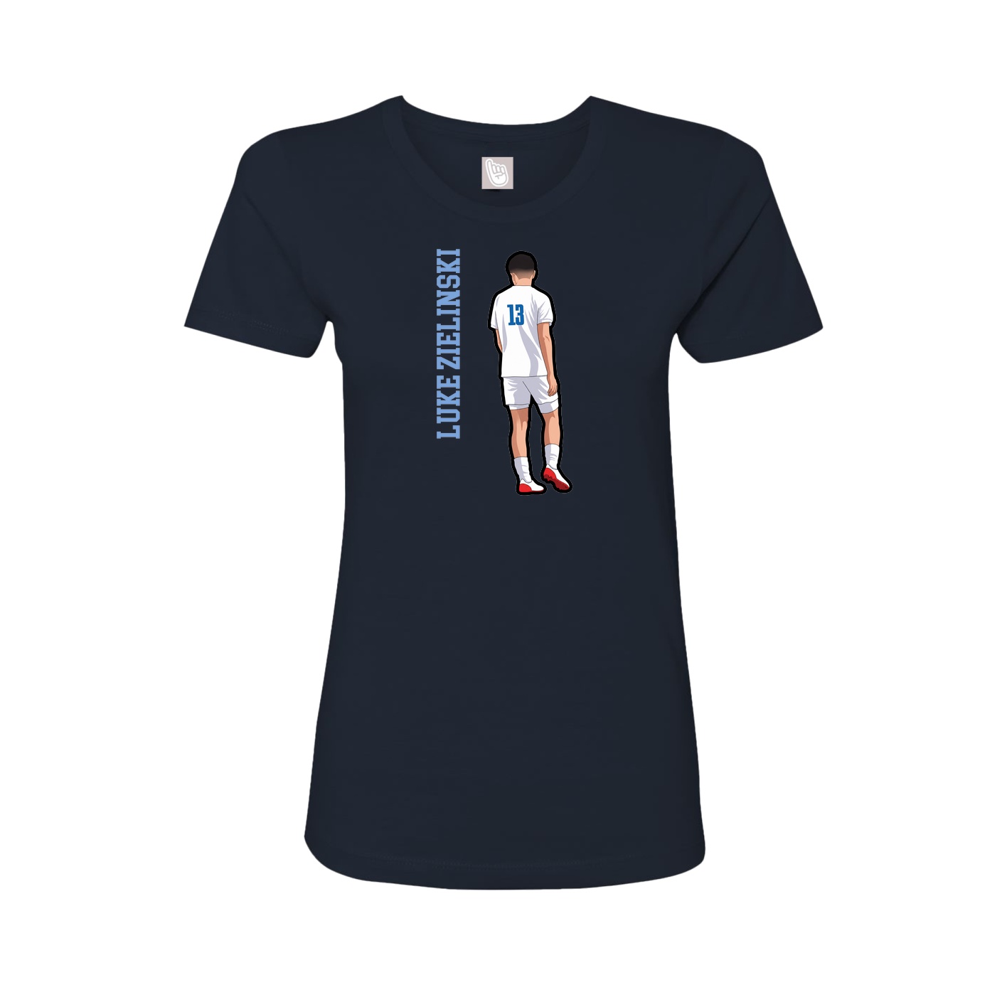 Fitted Women's Tee — Name Vertical in Navy