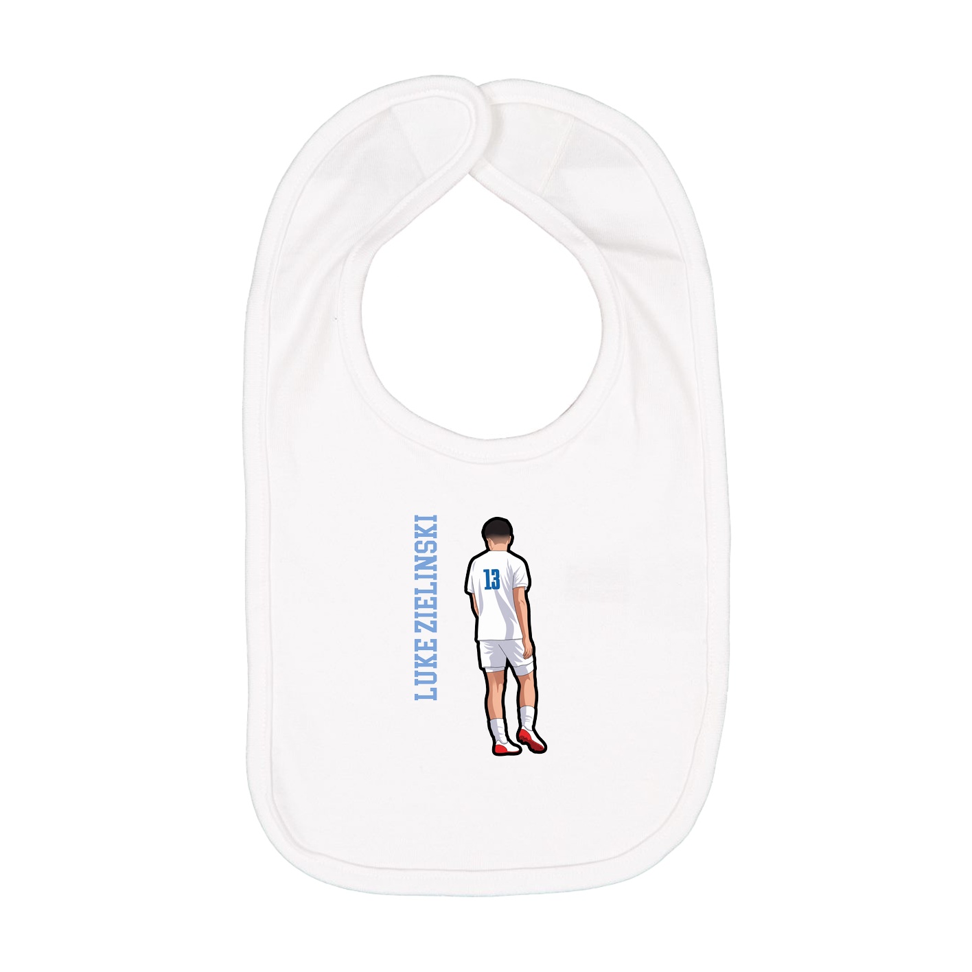 Infant Bib — Name Vertical in White