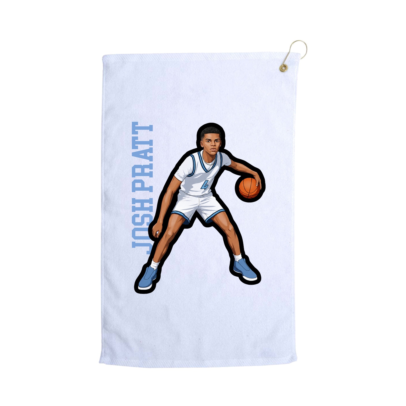 Golf Towel — Name Vertical in White