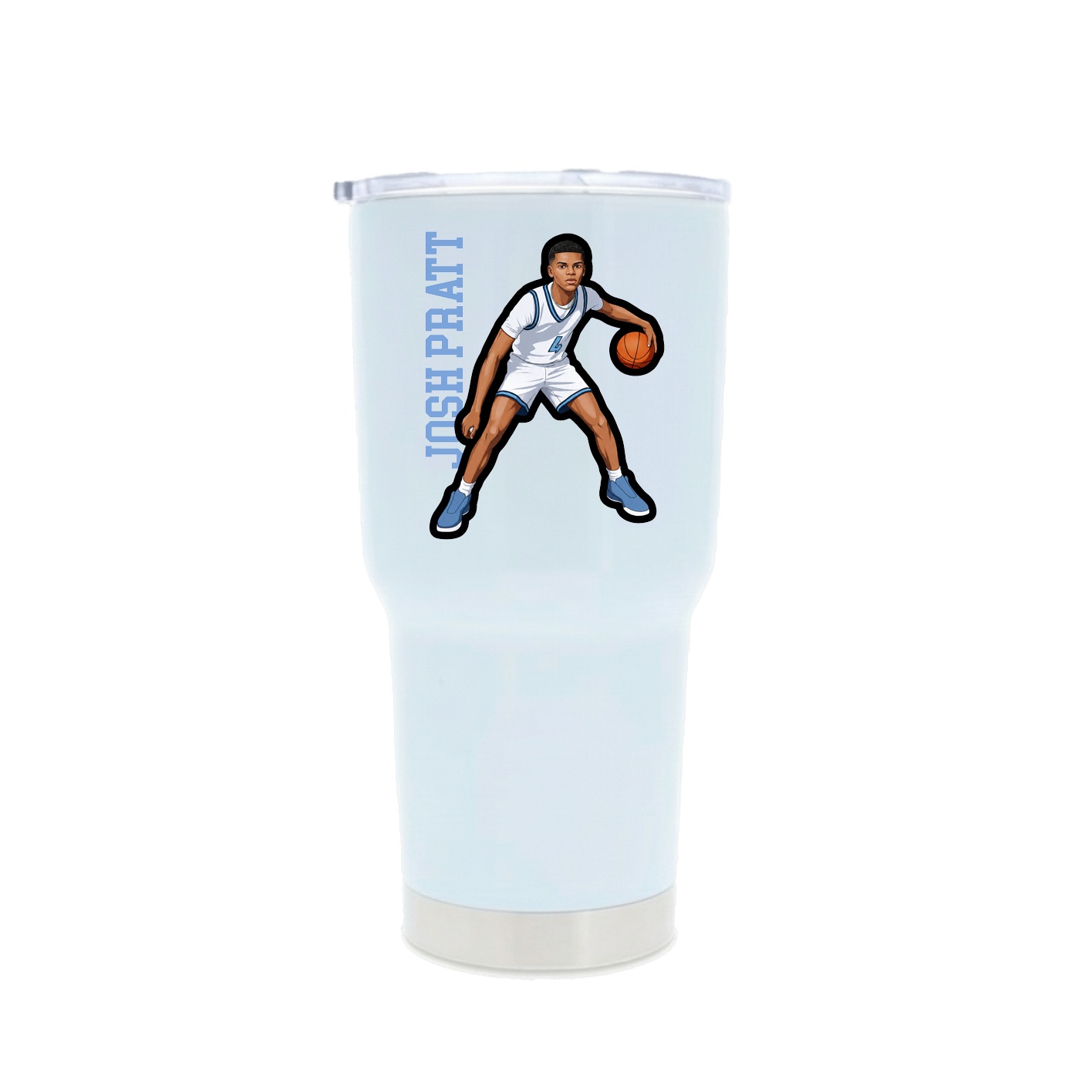 30oz Stainless Steel Tumbler — Name Vertical in White